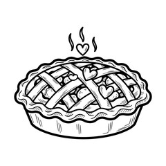 Vector Illustration of Hot Lattice Pie with Hearts and Steam