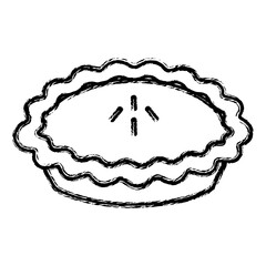 Sketchy Hand-Drawn Pie Illustration Black White Grunge Outline Design