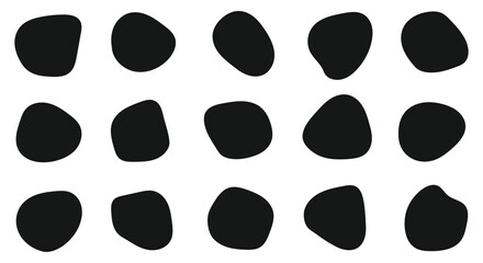 Wavy liquid organic blob and abstract round shape set featuring soft curved lines, irregular oval doodle forms, colourful bubble elements, minimal geometric patterns, smooth vector textures