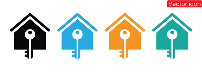 Colorful home security icons for real estate and insurance needs,Home lock icon graphic design vector illustration