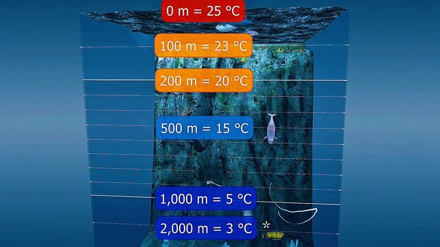 Temperature variation in different layers of the ocean