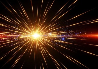 Radiant Burst of Golden Light Streaks on a Cosmic Backdrop of Dark Space