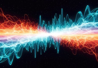 Bright abstract motion backdrop showing electric digital data flow and rhythmic sonic waves in swirling fractal patterns ,analysis ,visualization ,bright