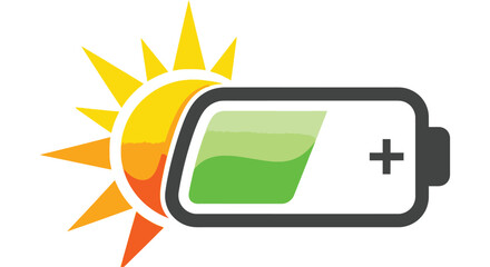 Solar energy battery charging icon