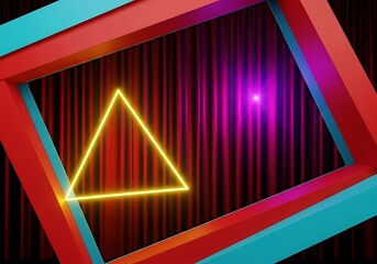 Retro Stage Set with Geometric Frame and Triangle Neon Light Accent