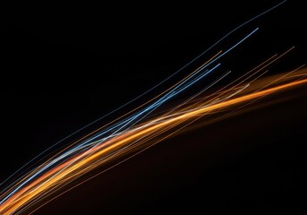 Dynamic visual representation of faint illumination trails captured over time against a dark backdrop. Artistic movement ,bright ,movement ,modern