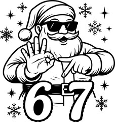 Santa svg, Six seven meme Christmas svg, Santa Six seven meme svg