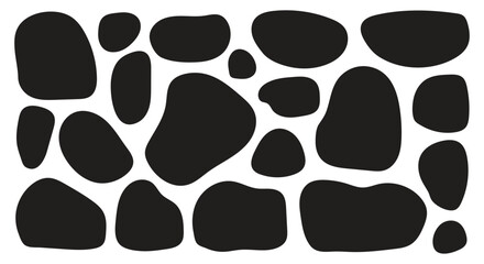 Abstract organic shape and round form collection featuring liquid blob curves, smooth soft oval figures, irregular bubble patterns, wavy dynamic forms, trendy minimal texture elements and modern