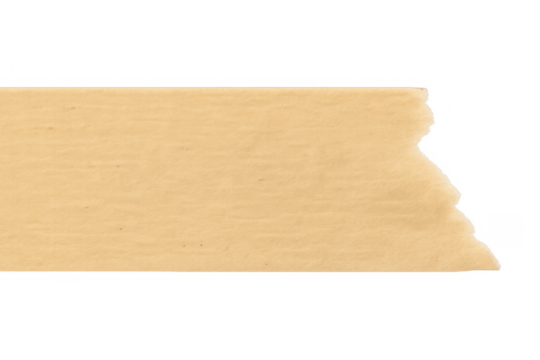 Tearing beige masking tape strip on transparent background for creative decoration and framing elements