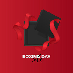 Boxing day poster design template on red background