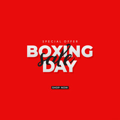 Boxing Day Sale with red Background, suitable for Banner, Poster or Flyer Design etc