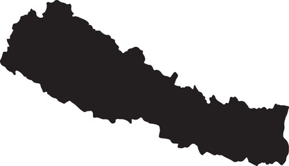 Obraz premium Black silhouette map of Nepal on a white background country Asia