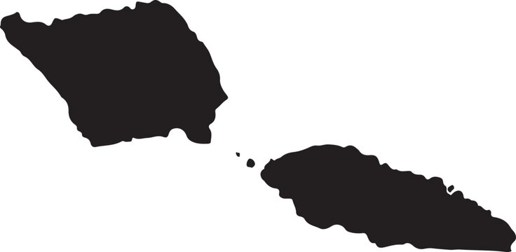 Samoa map silhouette isolated on white background Keywords: Samoa, map, silhouette, island