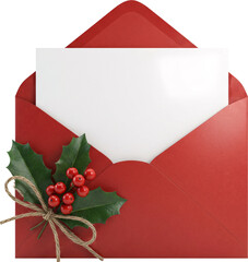 Open Red Envelope with blank Card PNG