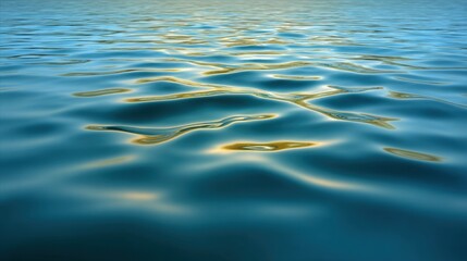 Calm and Serene Blue Water Surface with Gentle Waves and Reflections of Light for Peaceful Scenery or Nature Backgrounds in Stock Photography