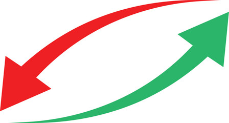 Red down green up curved arrows contrast exchange growth decline © SATHI
