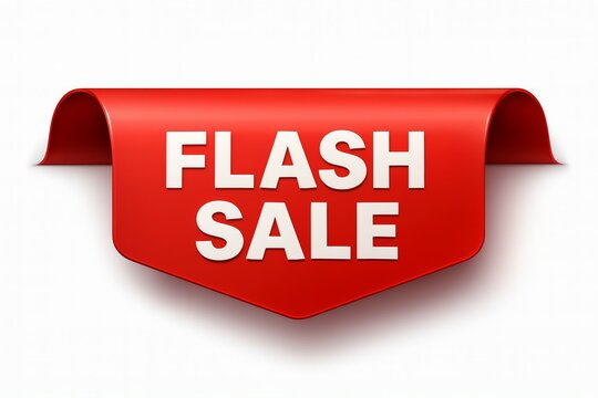 Bright red flash sale banner with white text announcing limited time discount offer