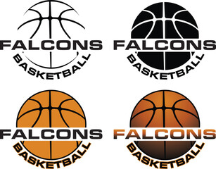 Basketball Design For Falcons is a great graphic for basketball teams that includes a four versions of the design form simple to complex. It is great for shirt designs and promotional products.