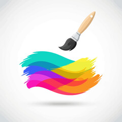 Paintbrush with Colorful Swath - Artistic Expression and Creative Design.
