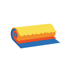 Rolled Multi-Layered Material - Yellow, Orange, and Blue with Scalloped Edge.
