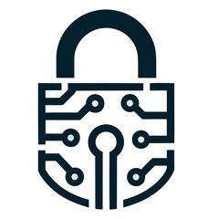 Circuit-Key Inside Padlock Tech Logo Transparent Background