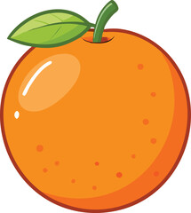 Simple Cartoon Illustration of Whole Ripe Clementine Fruit with Stem and Leaf, Isolated Vector for Food and Beverage Design