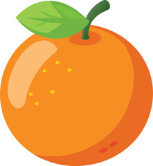 Glossy Stylized Clementine Fruit Vector Illustration on White Background, Symbolizing Freshness, Vitality, and Natural Energy