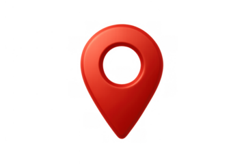 Red 3d location pin icon representing destination, navigation, and positioning on transparent background