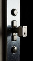 A close-up view showing a metallic mechanism engaging a locking bolt, emphasizing home security and access control against unwanted entry ,house ,secure ,entering