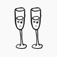 Christmas doodle element drink glass