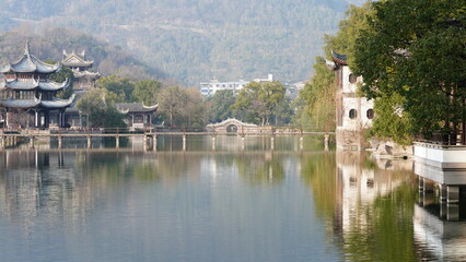 Fototapeta premium The classical Chinese garden buildings view on the south of the China