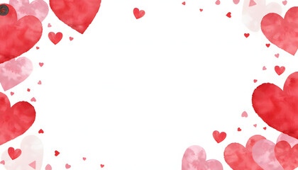 Watercolor hearts background for Valentine's Day or romantic designs
