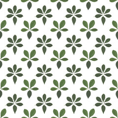 Fresh green leaves arranged in a clean flat composition on a bright white background, forming a natural decorative layout suitable for modern design projects and creative organic themed visuals
