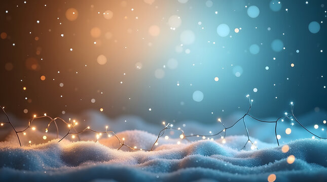 Christmas scene with copious glitter and a sparkle of twinkling lights and stars set against a mesmerizing blue and brown ombré background that graduates from a deep brown at the bottom to a soft sky 