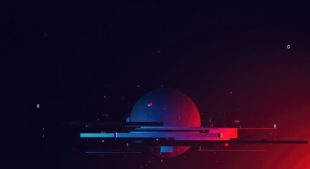 Abstract vibrant background with digital noise, geometric shapes, data corruption, and error screen aesthetics ,vibrant ,digital ,error