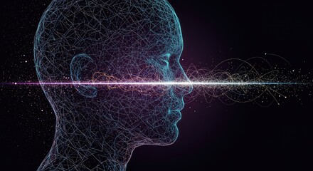 Complex structure of geometric lines forming unique patterns, symbolizing self-awareness, data protection, and individual characteristics ,technology ,conceptual ,abstract