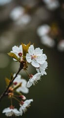 Obraz premium Delicate white petals softly blurring as they sway in a gentle spring breeze, capturing the tranquility and ephemeral beauty of blooming nature outdoors ,abstract ,wind ,vibrant