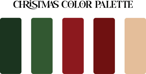 Christmas color palette with festive green, red, and neutral hues.