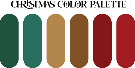 Christmas color palette featuring festive green, red, brown hues