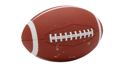 Brown Leather American Football Isolated Product Shot isolated on Transparent Background