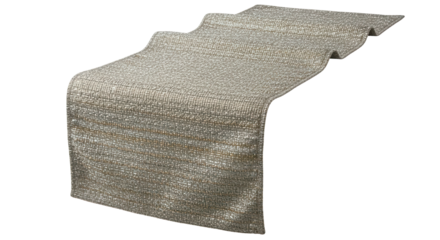 Shiny Champagne Gold Woven Fabric Table Runner Product Shot isolated on Transparent Background