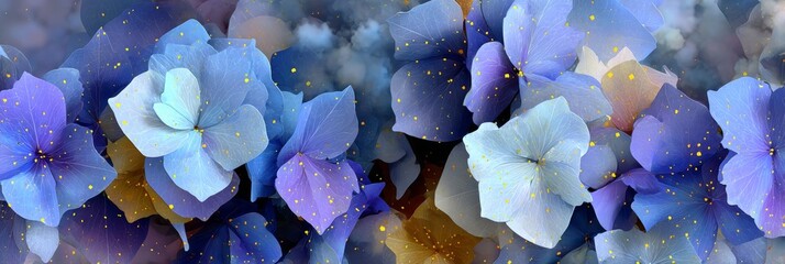 Serene Garden Oasis A Vibrant Display of Periwinkle Hydrangeas Under Gentle Summer Light