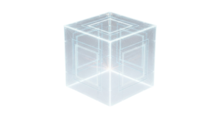 Abstract Futuristic Wireframe Cube Digital Structure Isolated Graphic Resource isolated on Transparent Background