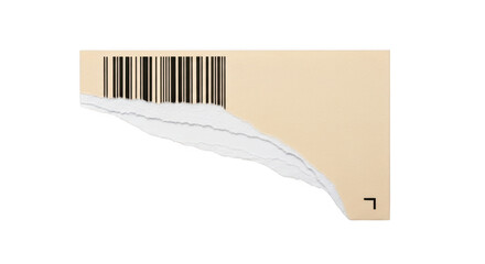 Torn paper with barcode isolated on transparent background