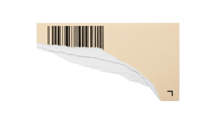 Torn paper with barcode isolated on transparent background