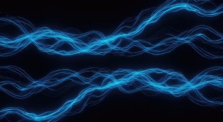 Abstract blue digital background showing perfectly synchronized flowing lines and waves moving across a dark space. Ideal for technology or music concepts ,structure ,texture ,motion