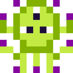Pixel art alien character representing retro gaming