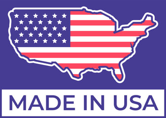 United States map with flag and Made in USA label