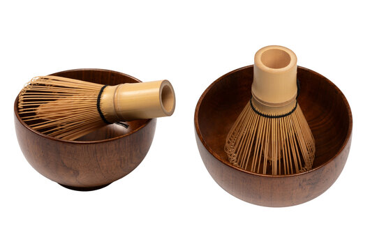Bamboo crown and bamboo bowl isolated on a white background.