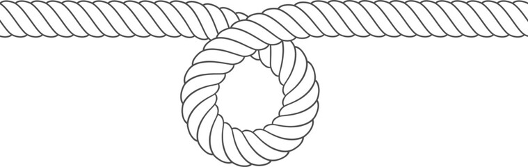 Rope drawing forming a loop and horizontal line